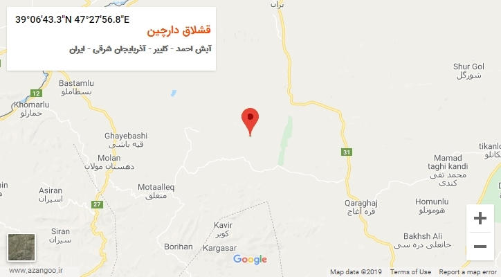 روستای قشلاق دارچین بر روی نقشه