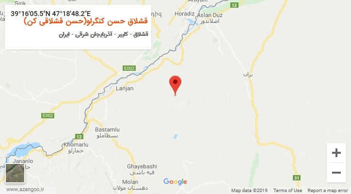 روستای قشلاق حسن کنگرلو(حسن قشلاقی کن) بر روی نقشه
