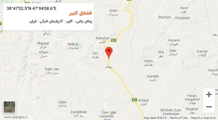 روستای قشلاق کلیبر بر روی نقشه