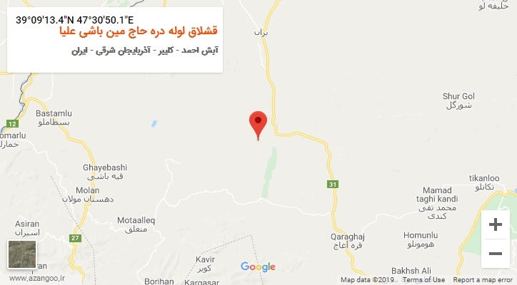 روستای قشلاق لوله دره حاج مین باشی علیا بر روی نقشه