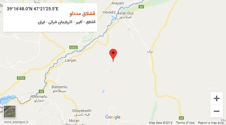 روستای قشلاق مددلو بر روی نقشه