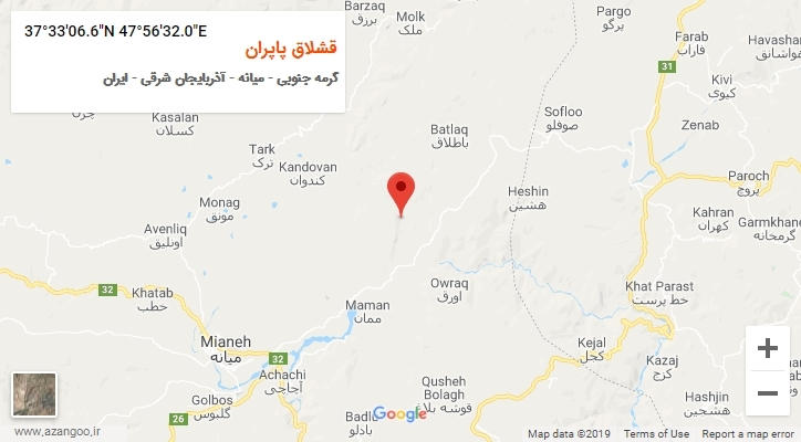 روستای قشلاق پاپران بر روی نقشه