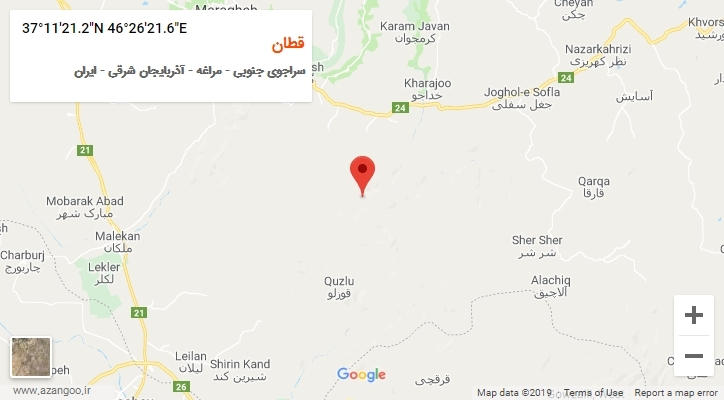 روستای قطان بر روی نقشه