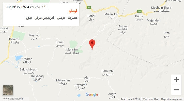 روستای قوملو بر روی نقشه