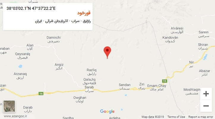 روستای قورخود بر روی نقشه