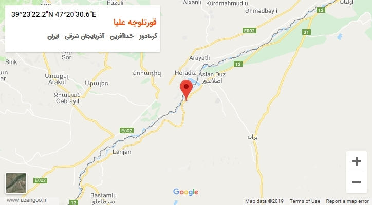 روستای قورتلوجه علیا بر روی نقشه