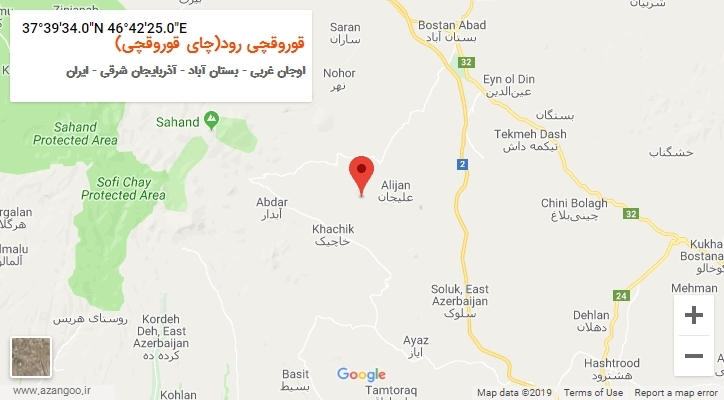 روستای قوروقچی رود(چای قوروقچی) بر روی نقشه