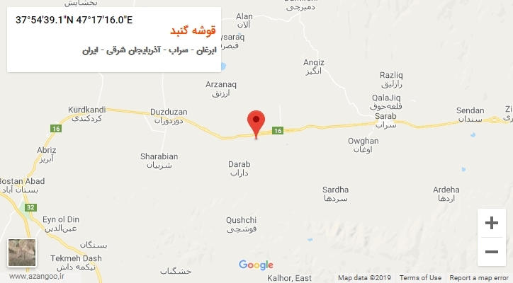 روستای قوشه گنبد بر روی نقشه