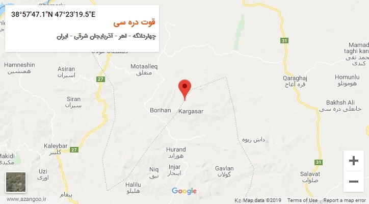 روستای قوت دره سی بر روی نقشه