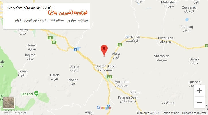 روستای قوزلوجه(شیرین بلاغ) بر روی نقشه