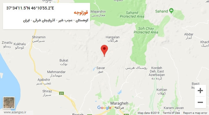 روستای قوزلوجه بر روی نقشه