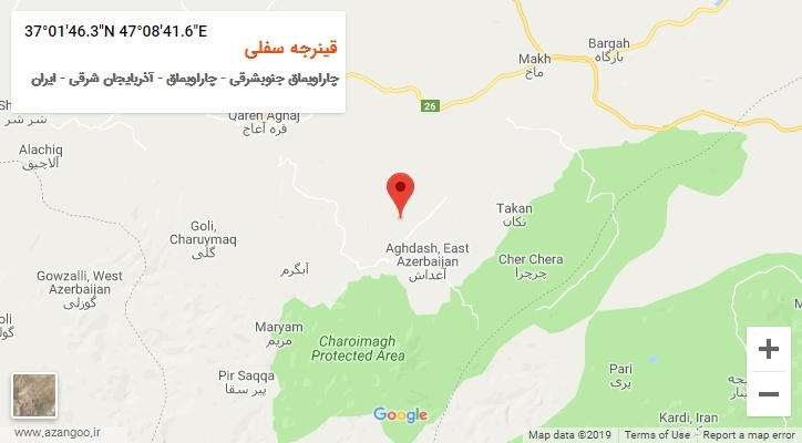 روستای قینرجه سفلی بر روی نقشه