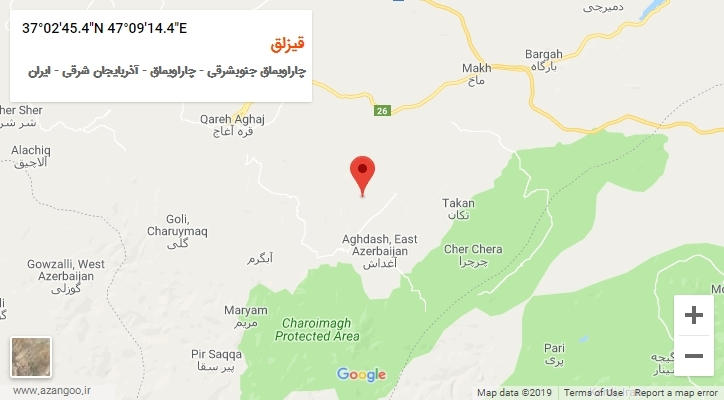 روستای قیزلق بر روی نقشه