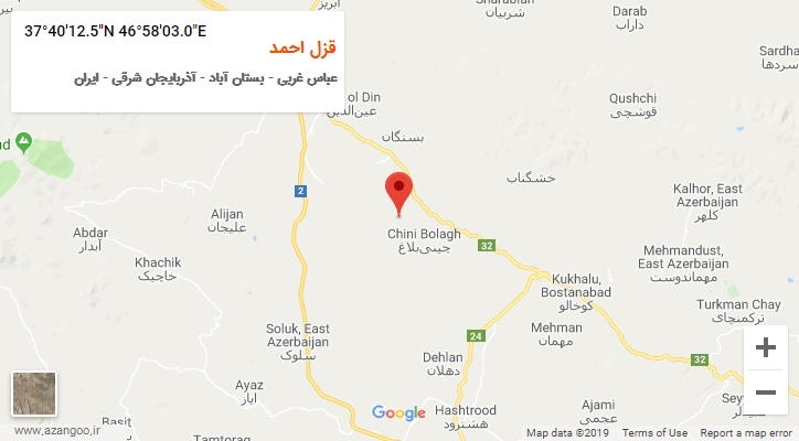 روستای قزل احمد بر روی نقشه