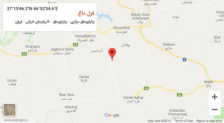 روستای قزل داغ بر روی نقشه