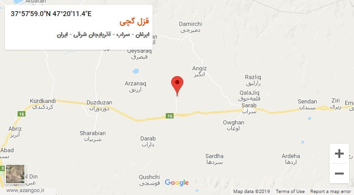 روستای قزل گچی بر روی نقشه