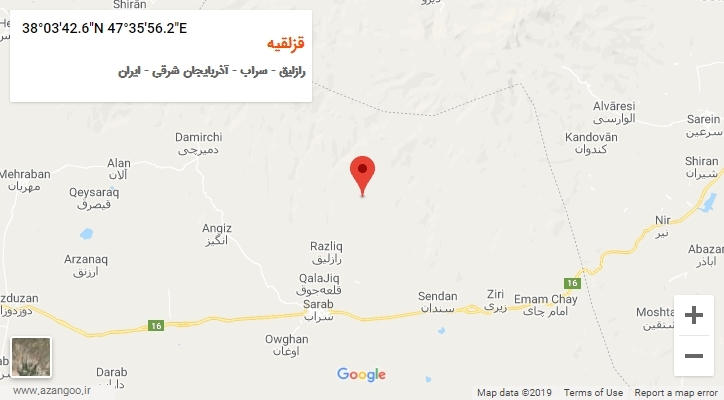 روستای قزلقیه بر روی نقشه