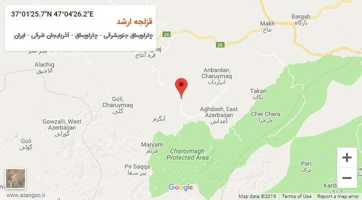 روستای قزلجه ارشد بر روی نقشه