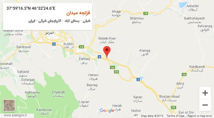 روستای قزلجه میدان بر روی نقشه