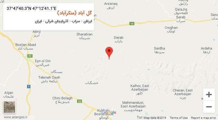 روستای گل آباد (منکرآباد) بر روی نقشه