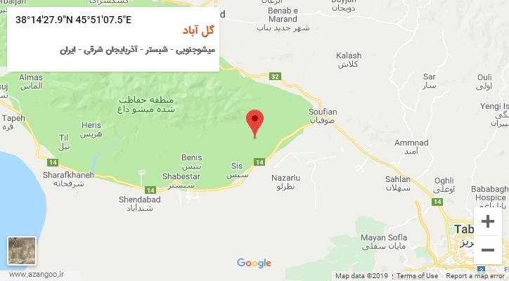 روستای گل آباد بر روی نقشه
