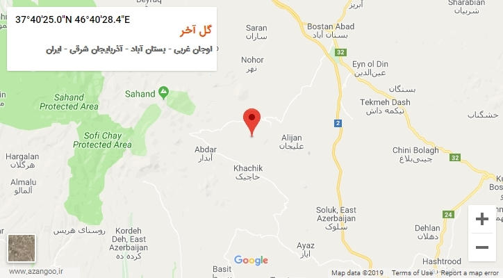 روستای گل آخر بر روی نقشه