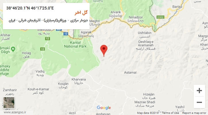 روستای گل اخر بر روی نقشه