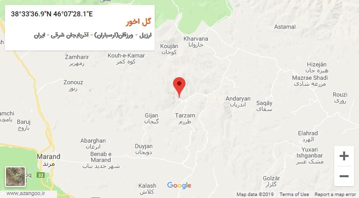 روستای گل اخور بر روی نقشه
