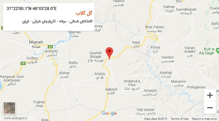 روستای گل گلاب بر روی نقشه