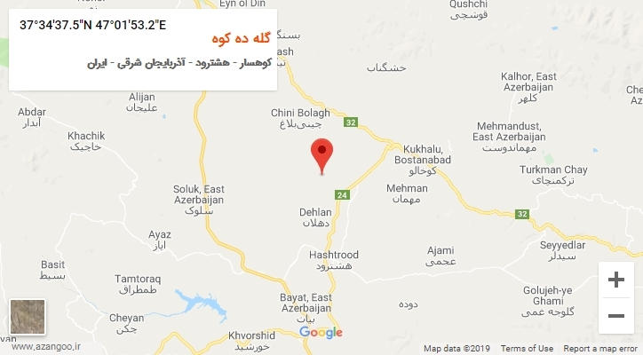 روستای گله ده کوه بر روی نقشه