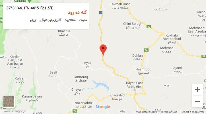 روستای گله ده رود بر روی نقشه