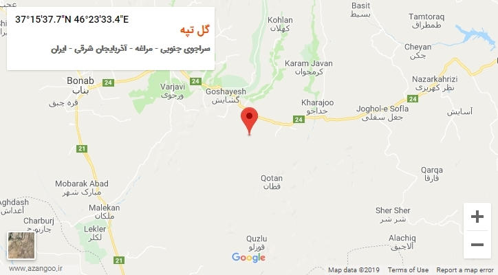 روستای گل تپه بر روی نقشه