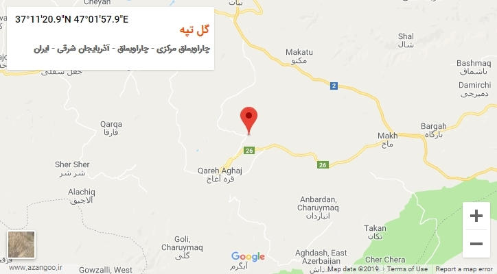 روستای گل تپه بر روی نقشه