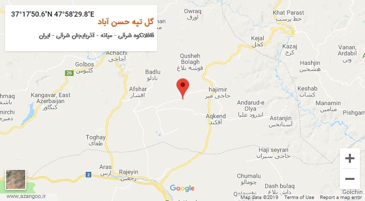 روستای گل تپه حسن آباد بر روی نقشه