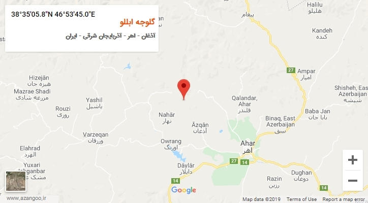 روستای گلوجه ابللو بر روی نقشه