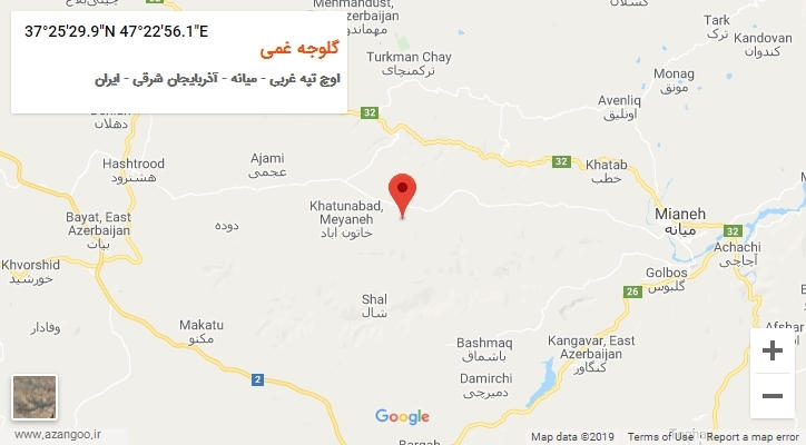 روستای گلوجه غمی بر روی نقشه