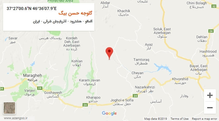 روستای گلوجه حسن بیگ بر روی نقشه