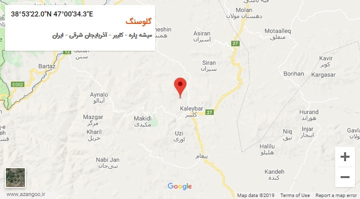 روستای گلوسنگ بر روی نقشه