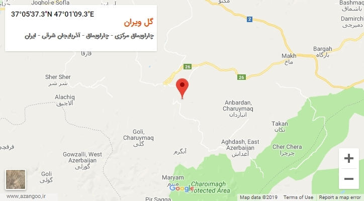 روستای گل ویران بر روی نقشه