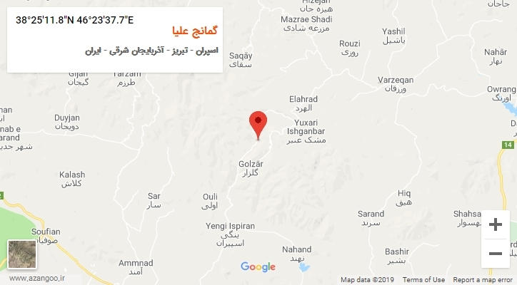 روستای گمانج علیا بر روی نقشه