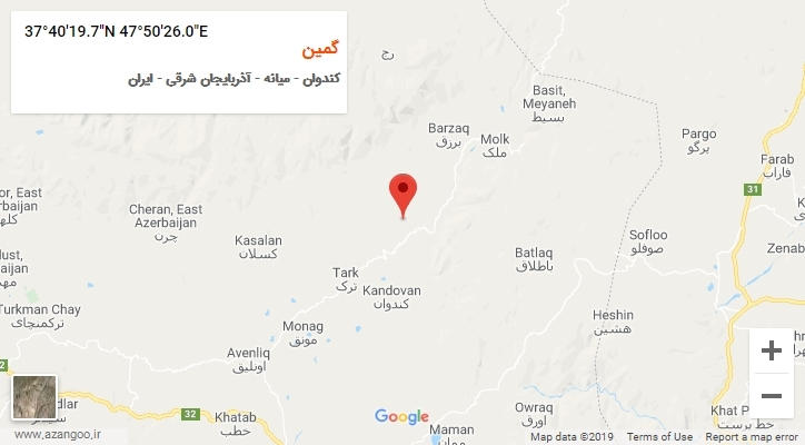 روستای گمین بر روی نقشه