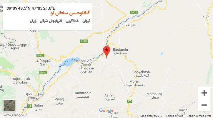 روستای گنانلوحسن سلطان لو بر روی نقشه