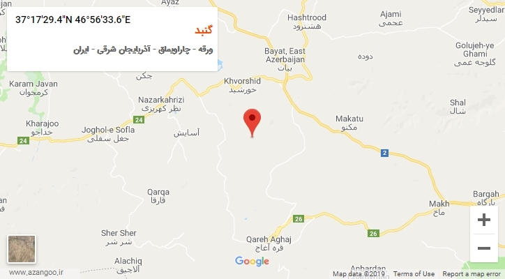 روستای گنبد بر روی نقشه