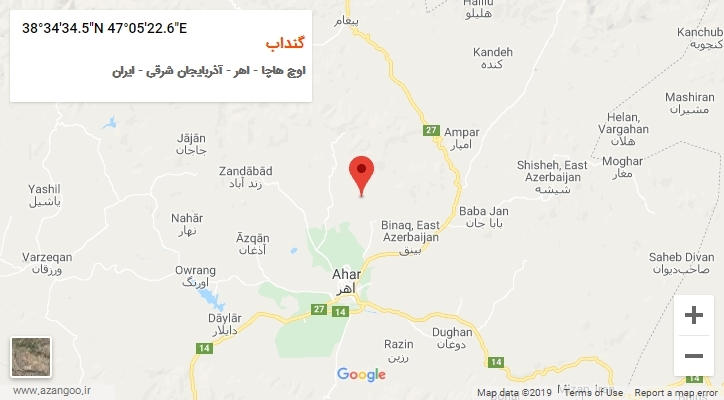روستای گنداب بر روی نقشه