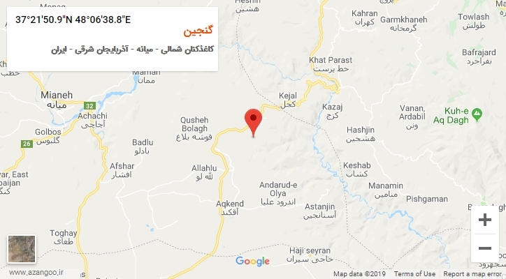 روستای گنجین بر روی نقشه