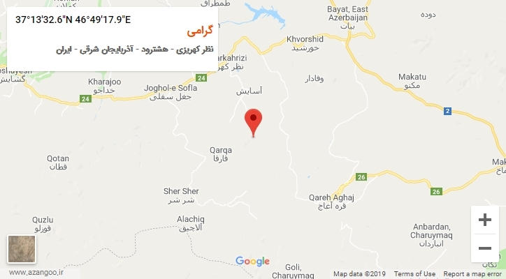 روستای گرامی بر روی نقشه