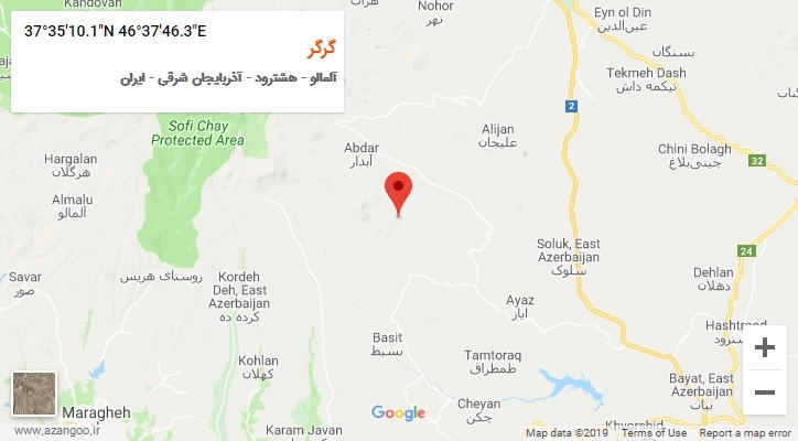 روستای گرگر بر روی نقشه