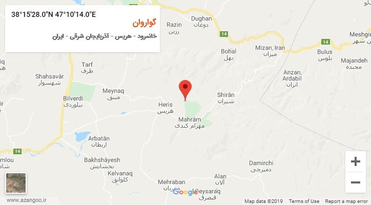 روستای گواروان بر روی نقشه