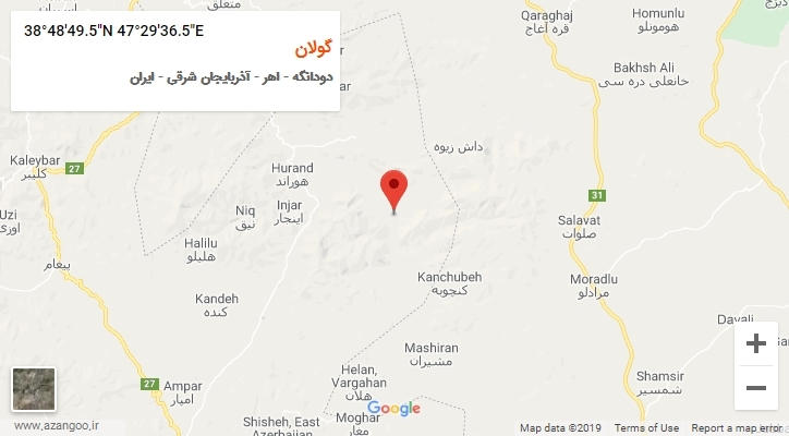 روستای گولان بر روی نقشه
