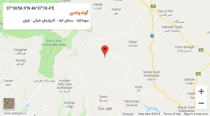 روستای گوندوغدی بر روی نقشه